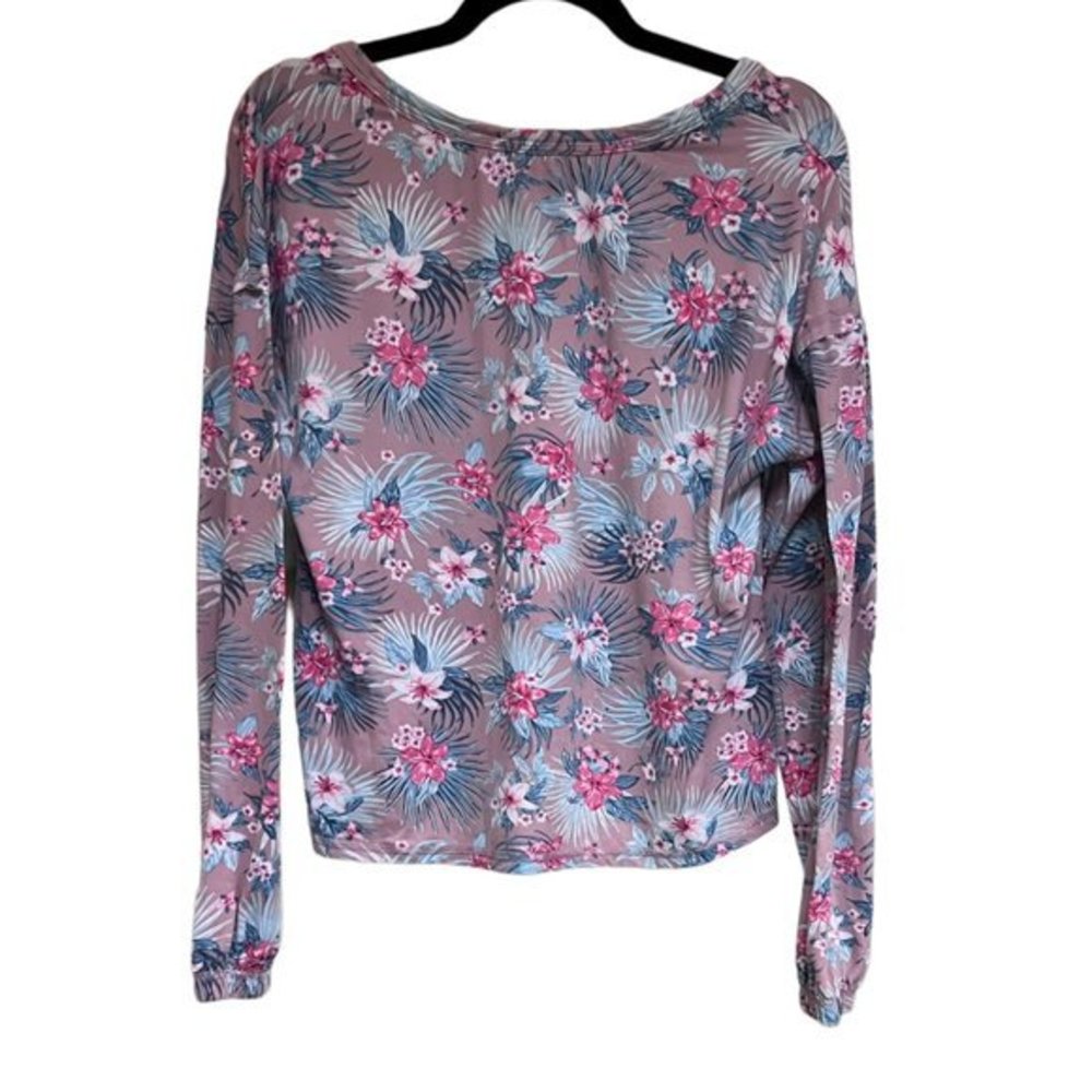 Women's NWOT Hurley Tropical Floral Scoop Neck Long Sleeve Lounge Top S - Picture 2 of 5